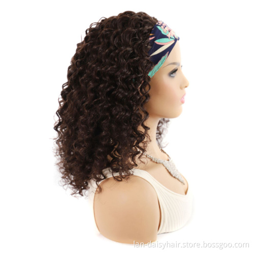 Double Drown  In Stock  Most Popular Hair Texture  None Lace headband curly Human Hair Wigs